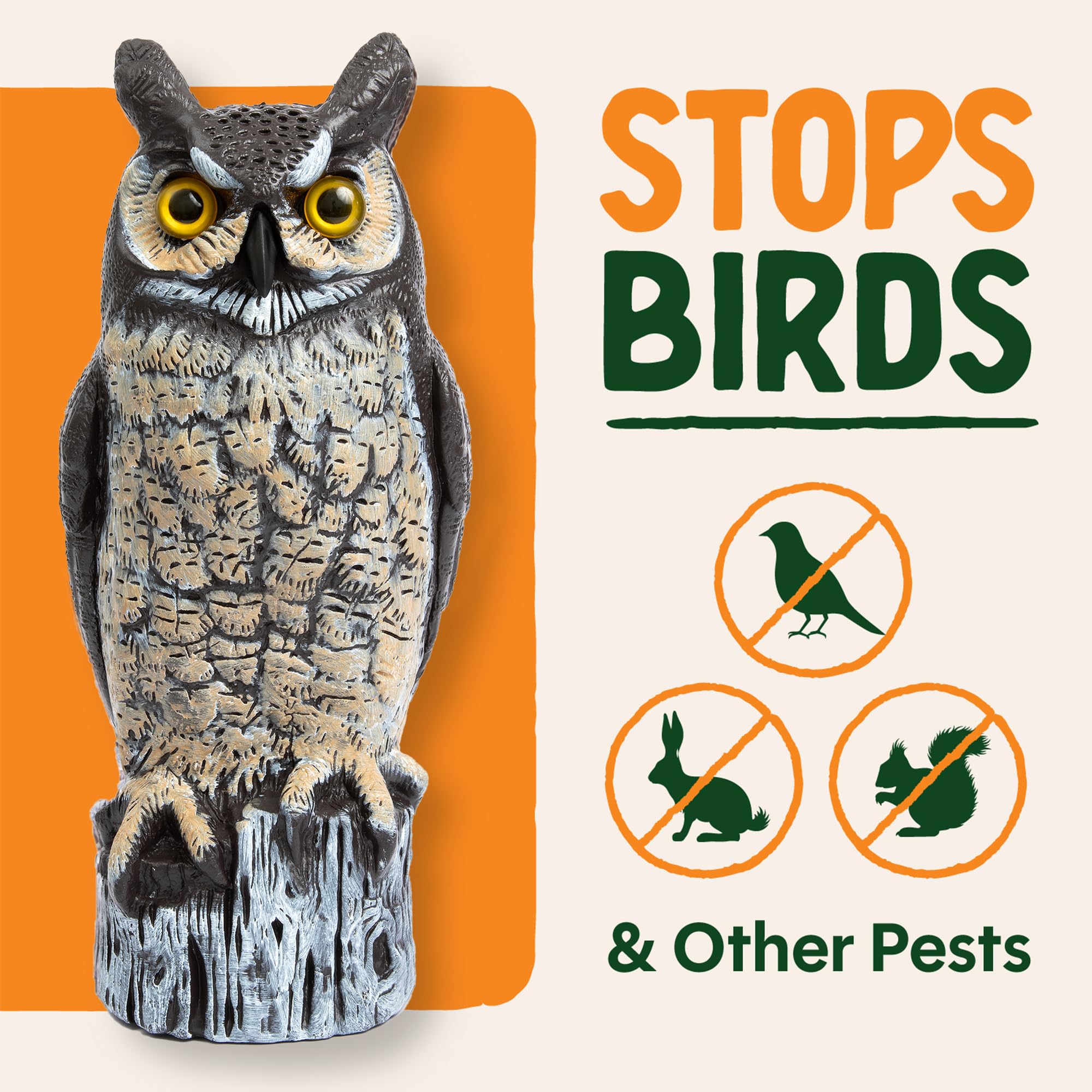 Dalen owl decoy with durable weather-resistant coating for all-season use.