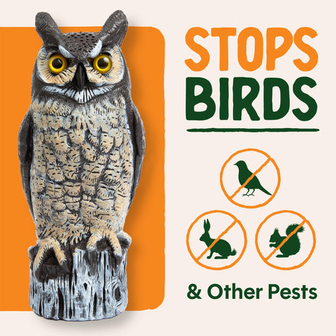 Dalen owl decoy with durable weather-resistant coating for all-season use.