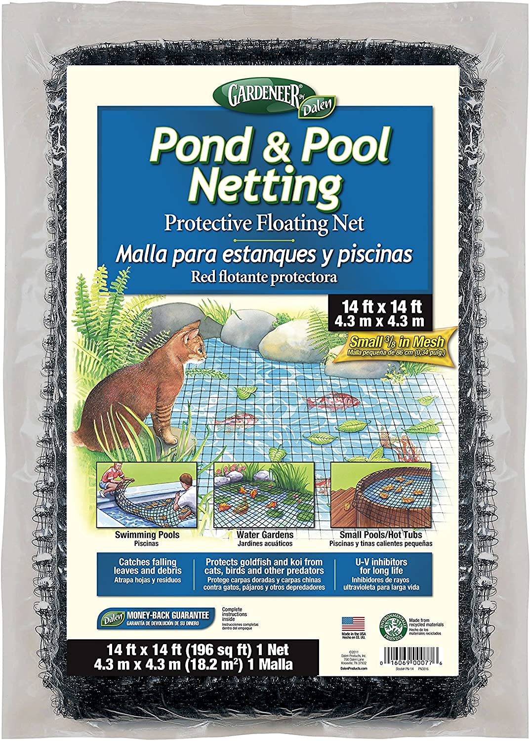 Dalen pond netting assembly over a pond for quick setup