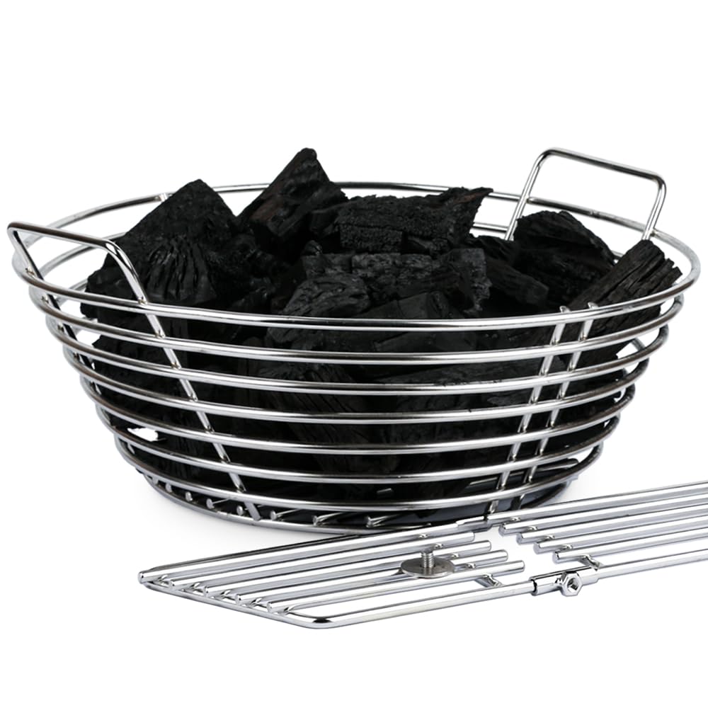Dallden charcoal ash basket full view shows durable stainless steel construction for grilling
