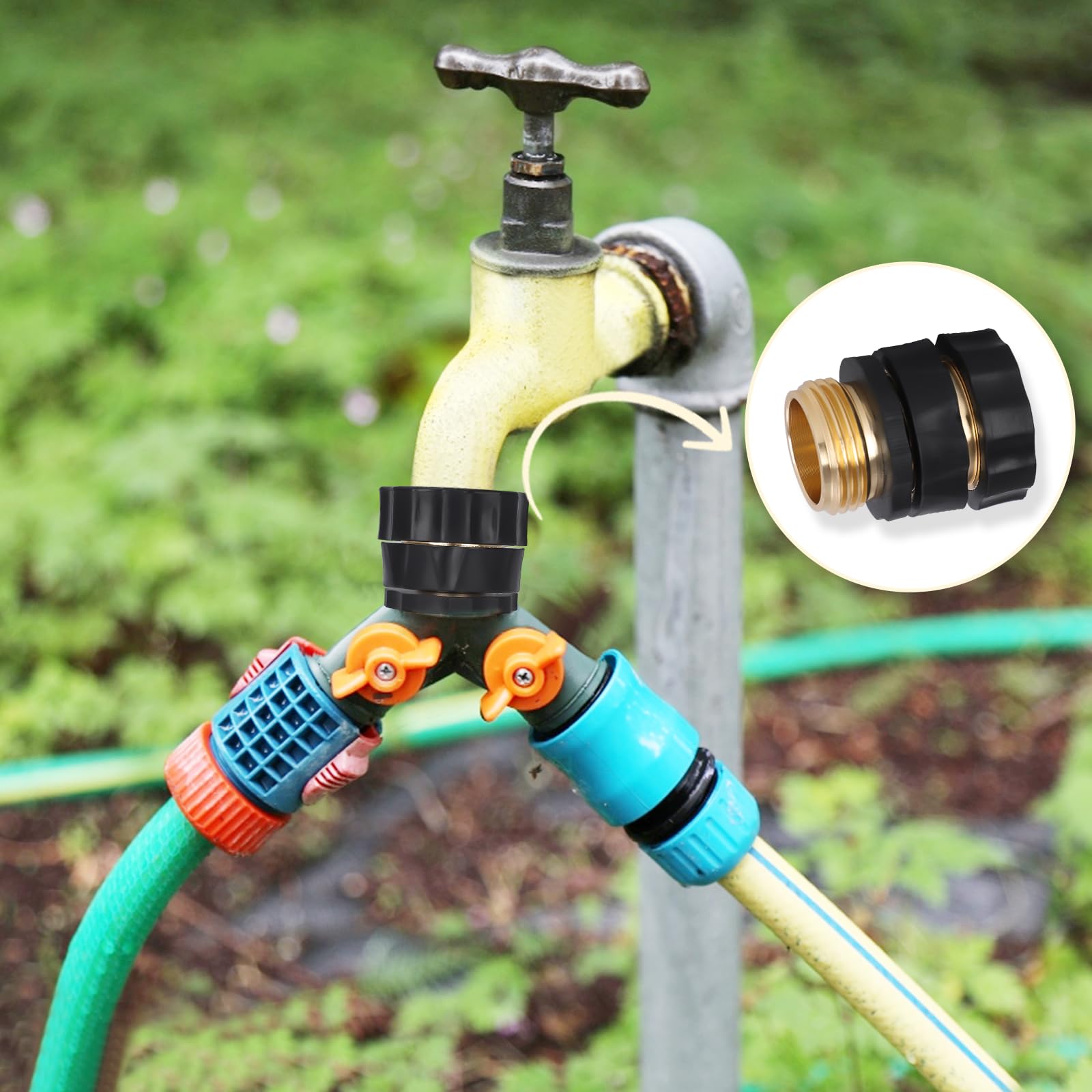 Easy hose-to-nozzle swaps using the Dalmbox quick connect for efficient watering.