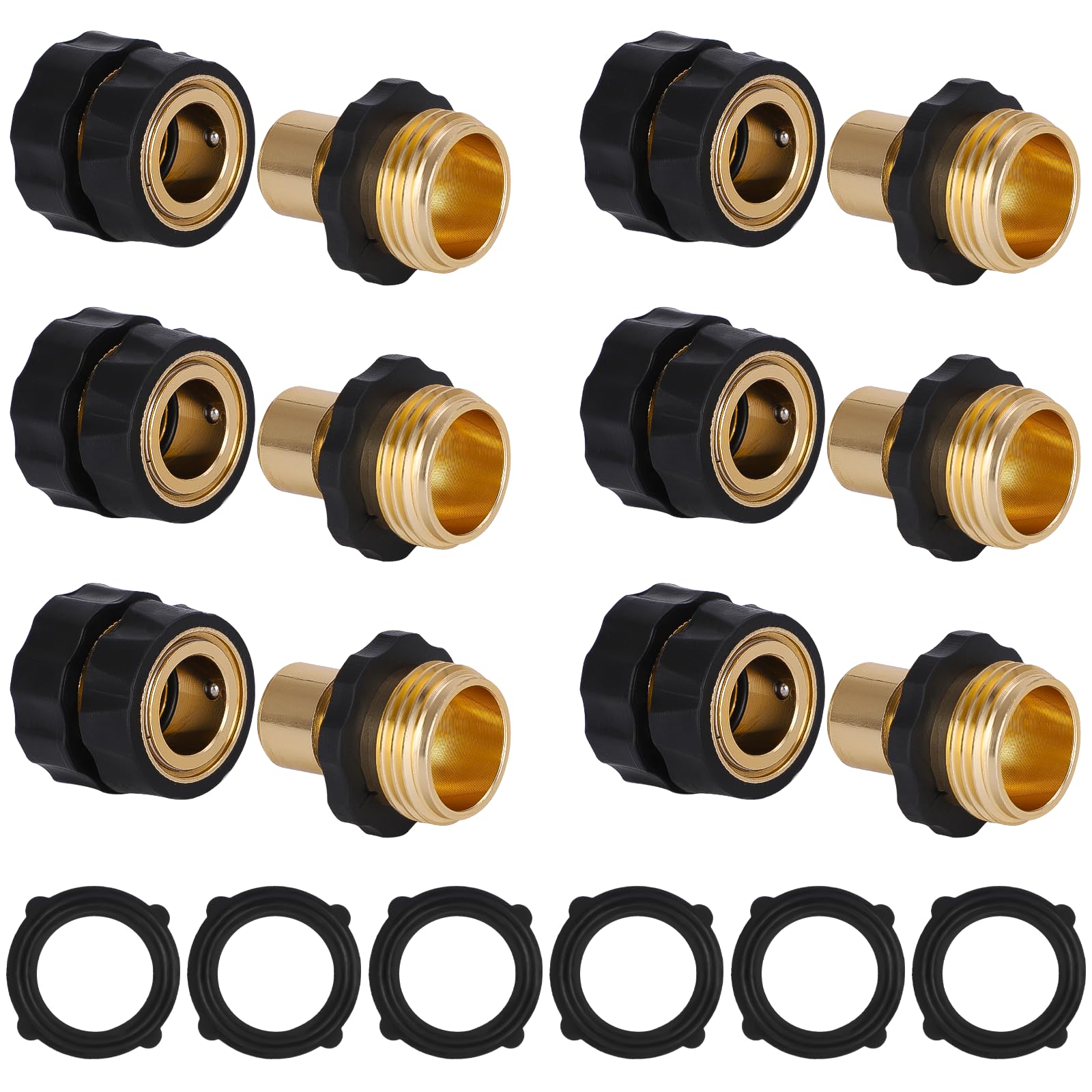 Dalmbox garden hose quick connector shows 3/4-inch male and female sets for fast connections.