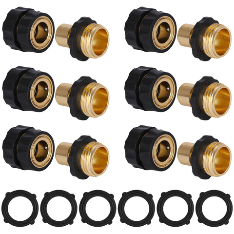 Dalmbox garden hose quick connector shows 3/4-inch male and female sets for fast connections.