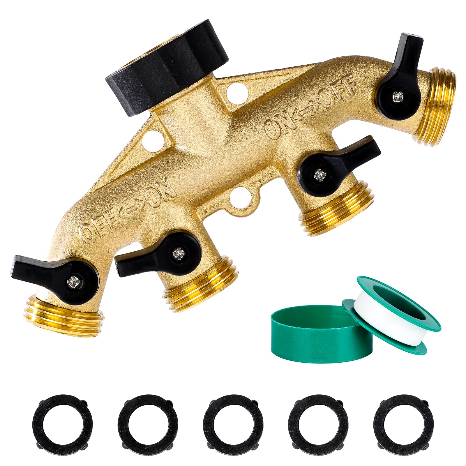Dalmbox garden hose splitter 4-way with four valves for simultaneous watering control