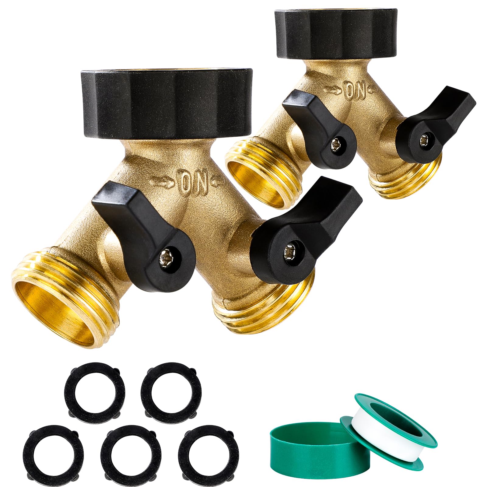 Dalmbox garden hose splitter brass with two independent valves for efficient distribution