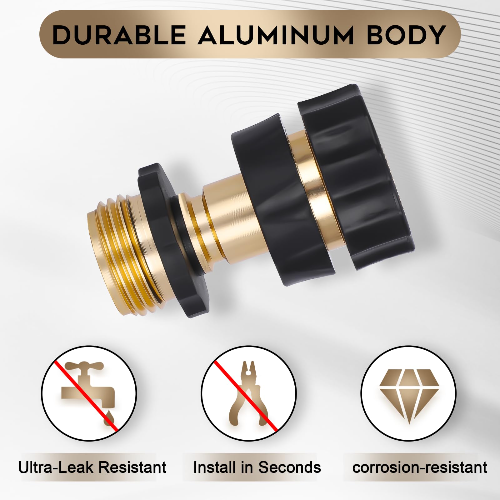 Dalmbox quick-connect system shown; tool-free installation for secure, instant hose setups.