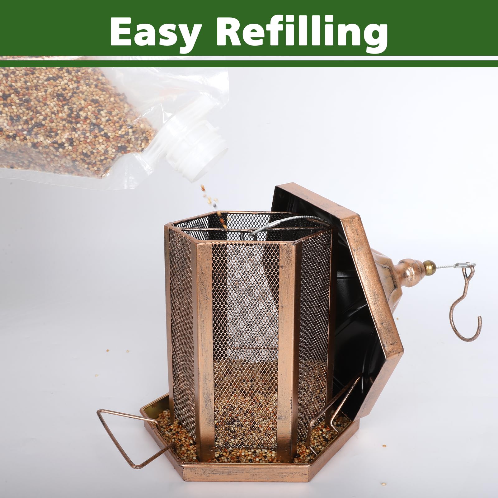 DALOHOMI drain holes keep seeds dry and prevent clumping in the feeder