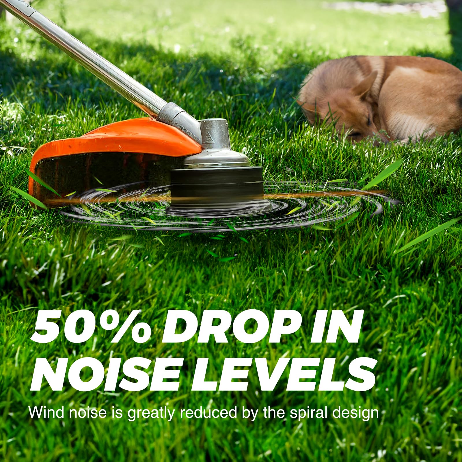 Long 690-foot spool helps cover large yards without frequent reloading