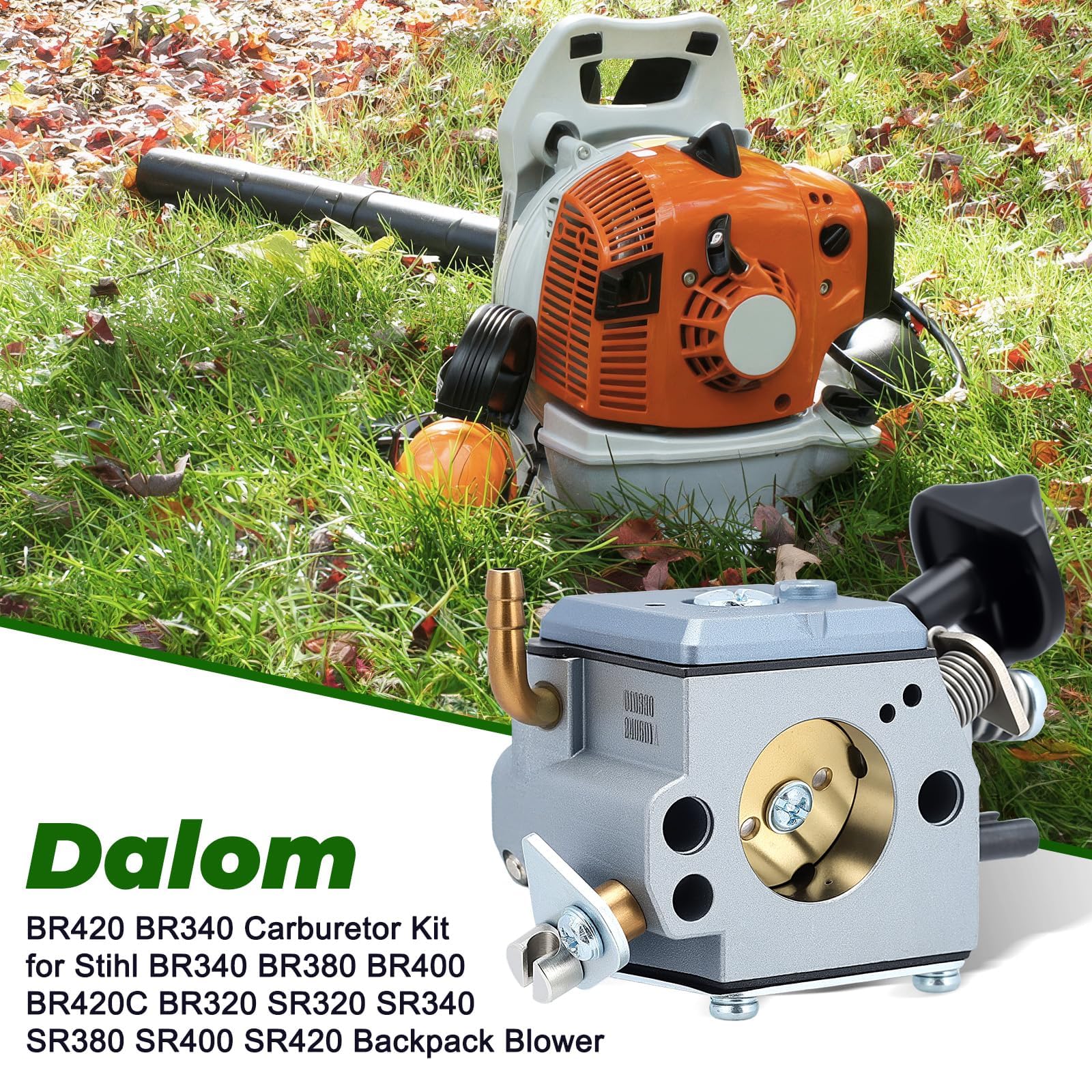 Dalom BR420 carburetor kit air filter protects intake for smoother performance.