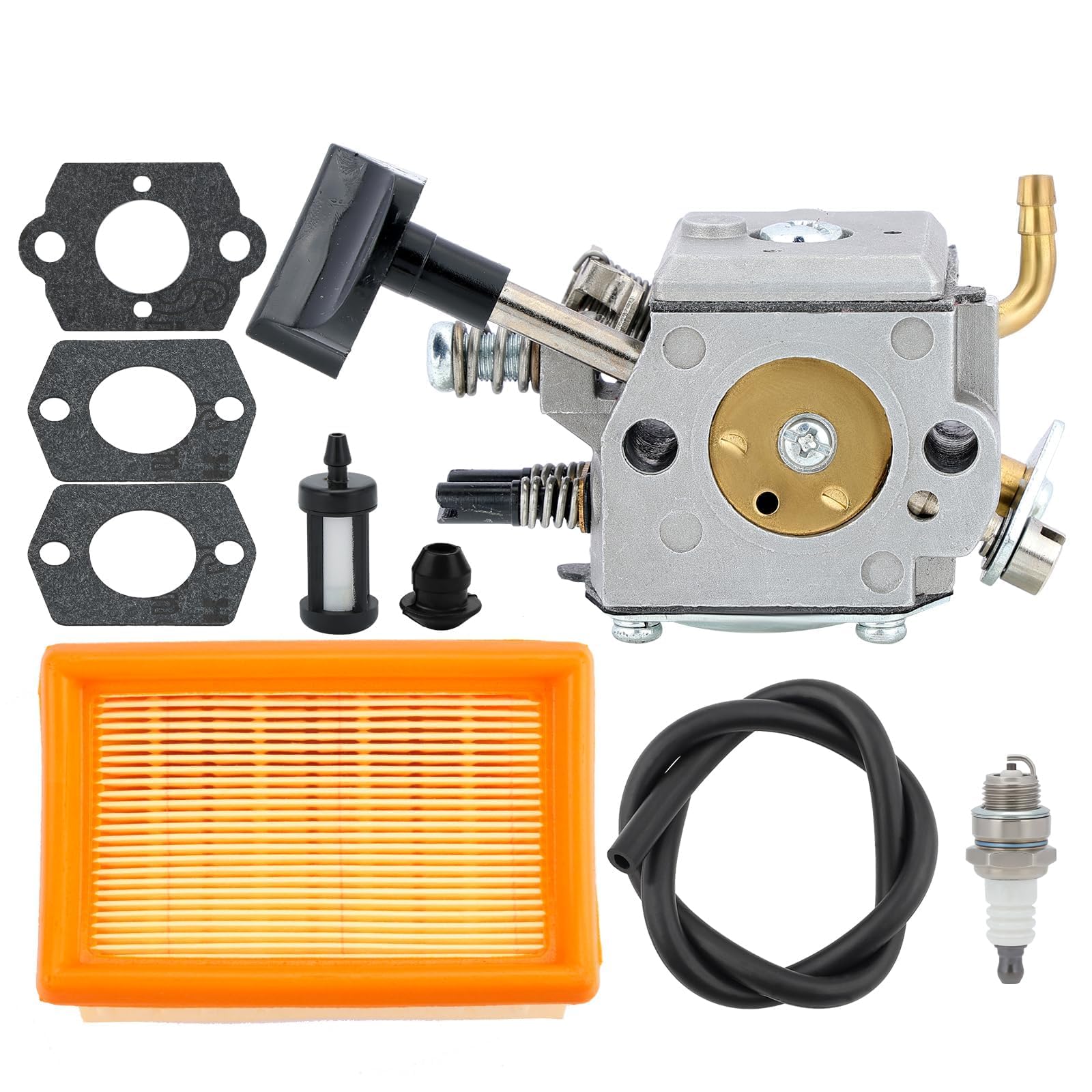 Dalom BR420 carburetor kit contents organized for quick replacement.