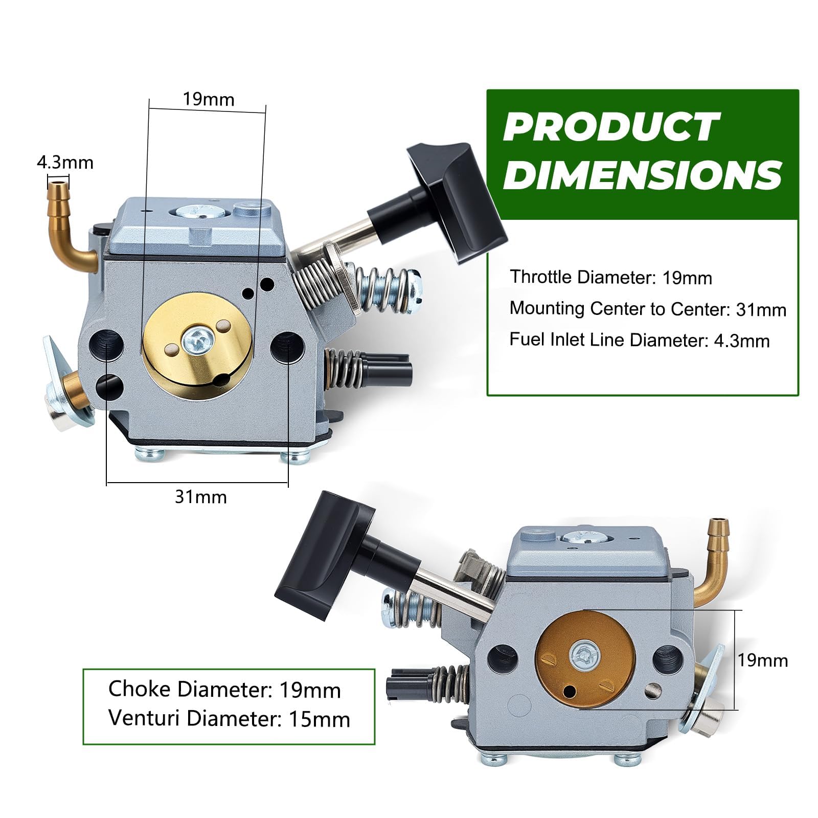 Dalom BR420 carburetor kit fuel filter helps maintain clean fuel delivery.