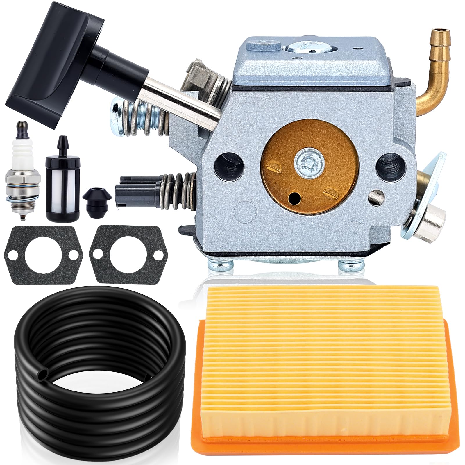 Dalom BR420 carburetor kit package shows complete parts for quick Stihl blower service.