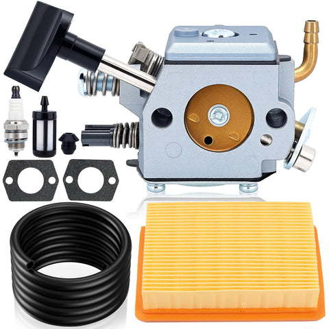 Dalom BR420 carburetor kit package shows complete parts for quick Stihl blower service.