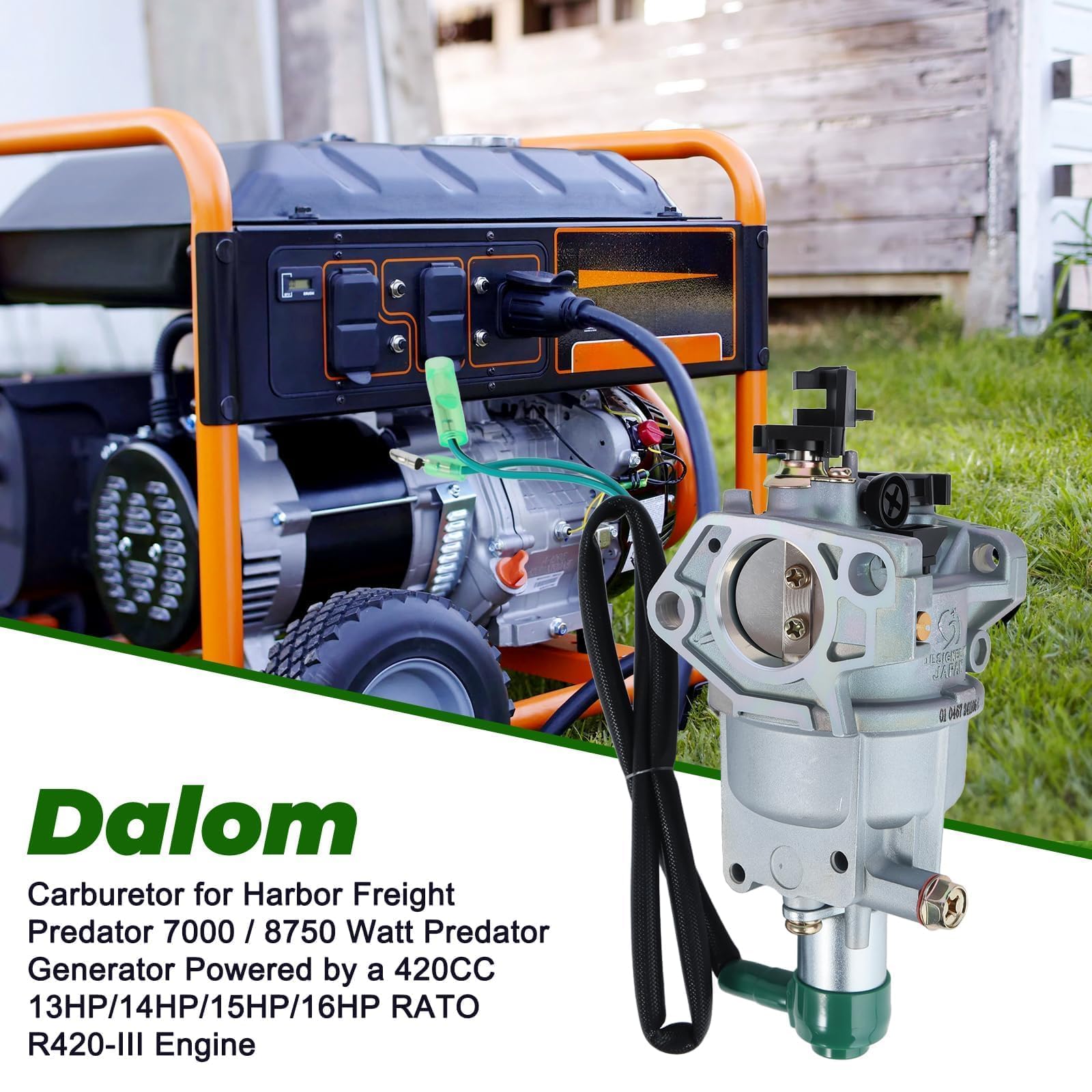 Dalom gasket set for Predator 8750 carb, sealed connections for durability.