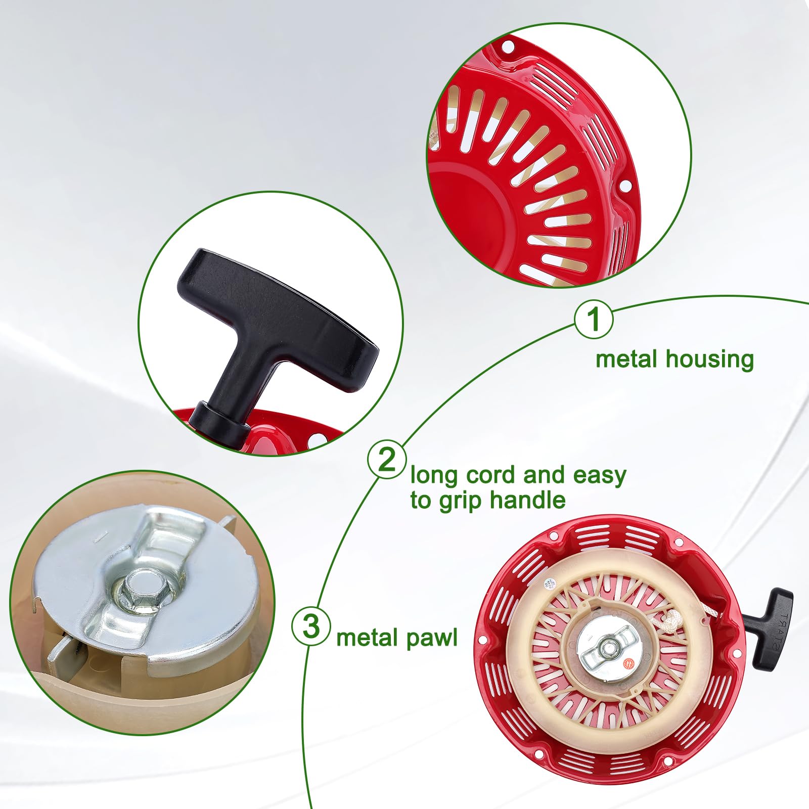 Dalom GX390 pull-start handle grip for smooth starts.