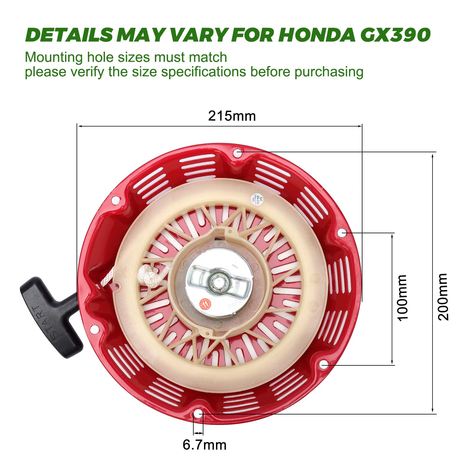 Dalom GX390 pull-start mounted on Honda GX390 engine.