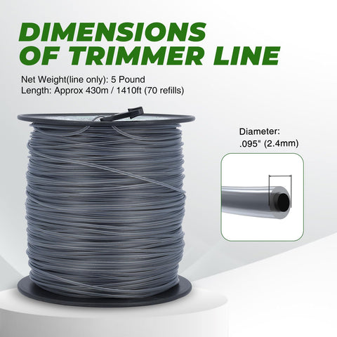 Dalom round trimmer line 0.095 inch on spool ready for use