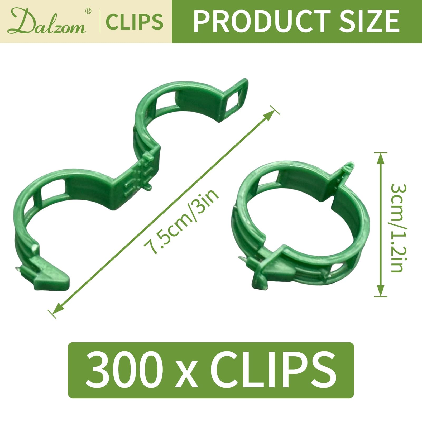 Dalzom green plant support clips provide strong garden support