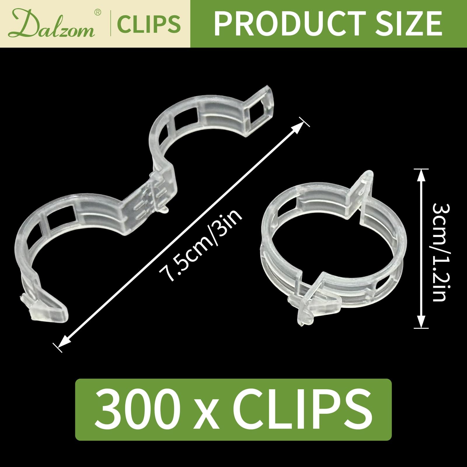 Dalzom plant-support clips with buckle design for easy installation