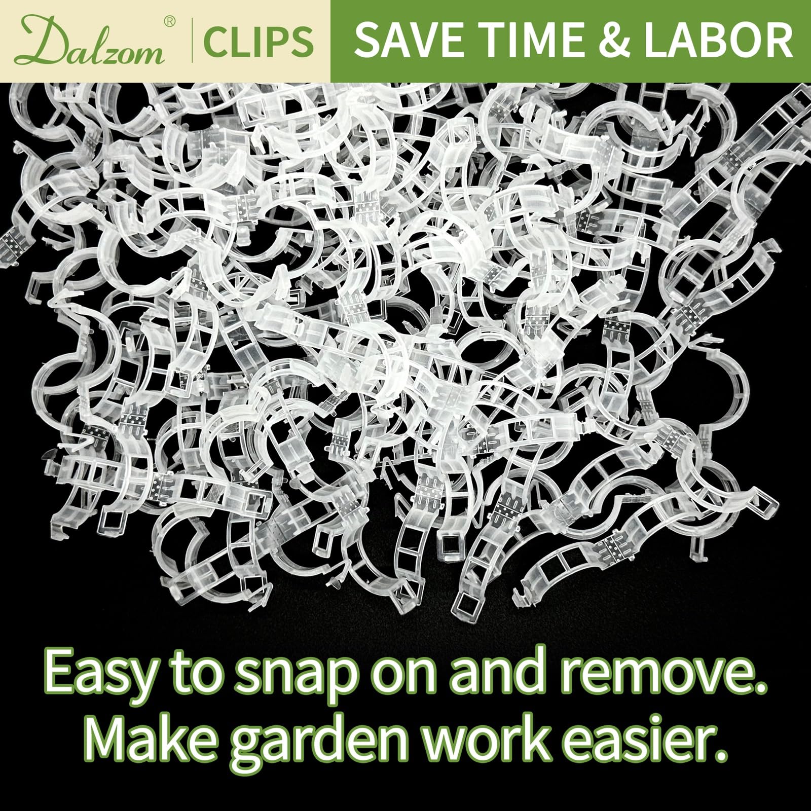 Dalzom vine clips for trellis support on climbing plants