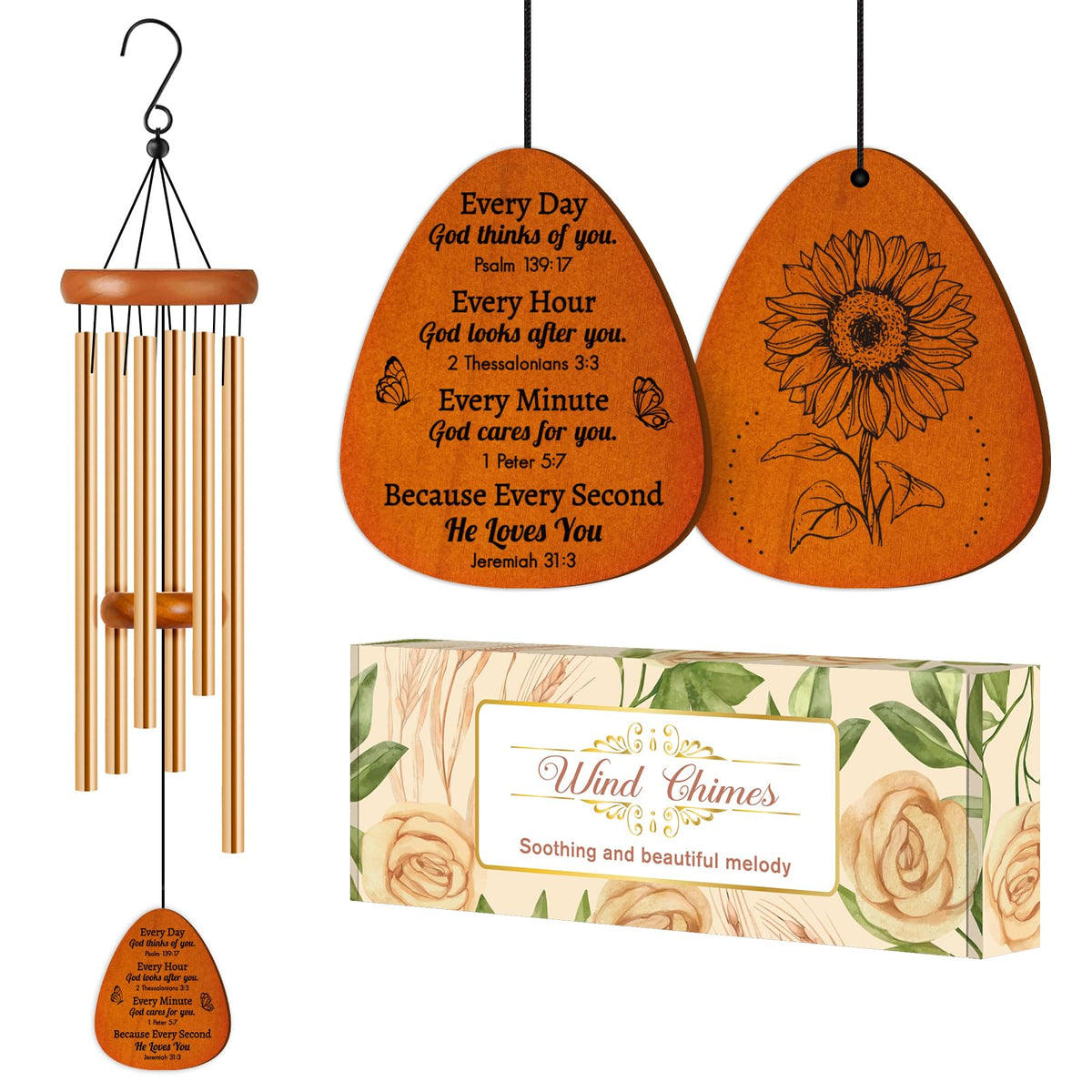 Damaigiift Christian wind chimes for Baptism, soothing faith reminder.