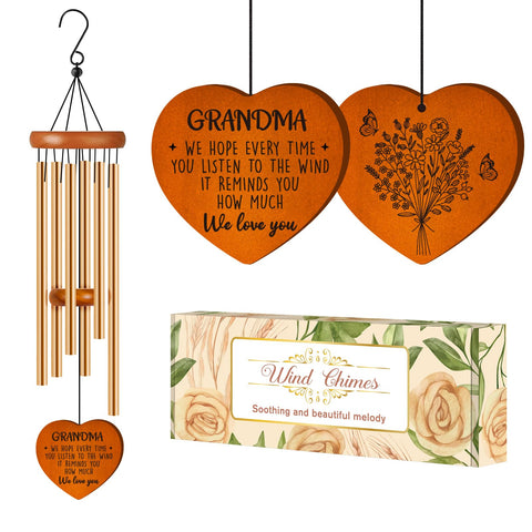 Damaigiift grandma wind chime with heart pendant adds sentimental ambiance outdoors