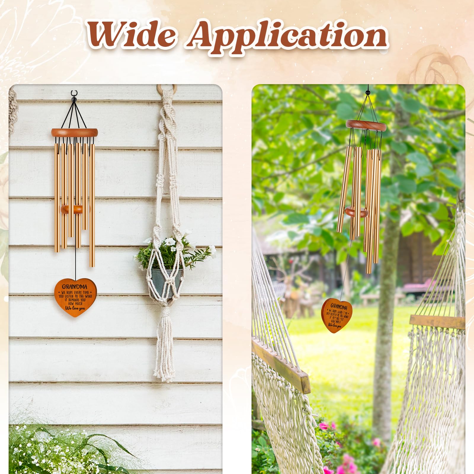Damaigiift grandma wind chime six golden tubes produce clear tones