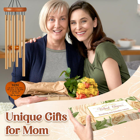 Damaigiift Mom wind chime floral tag design adds charm to any porch or garden.