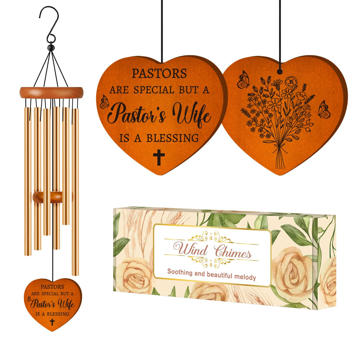 Damaigiift pastors wife wind chimes design adds elegant heartfelt gifting appeal.