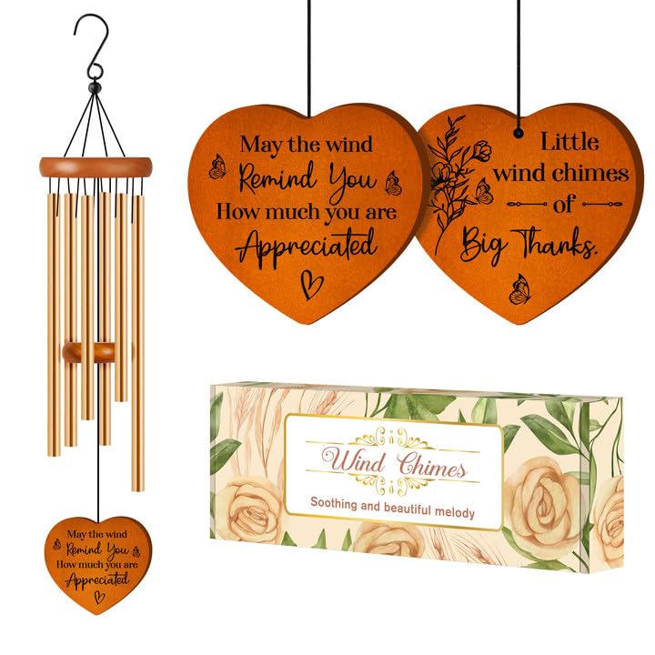 Damaigiift Thank You Wind Chimes with heart pendant offer heartfelt gratitude and decorative flair.