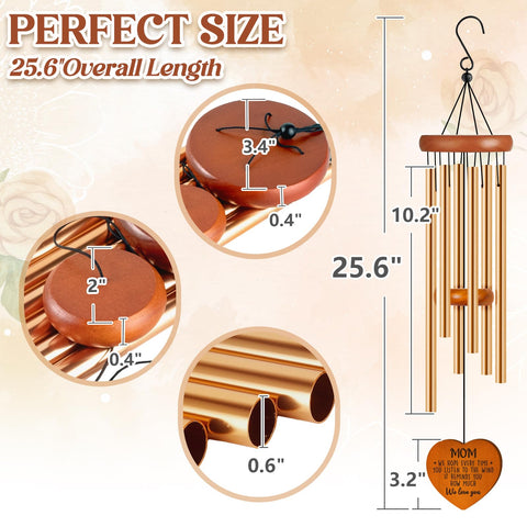 Damaigiift wind chime features six golden tubes for lasting beauty and clear melodies.