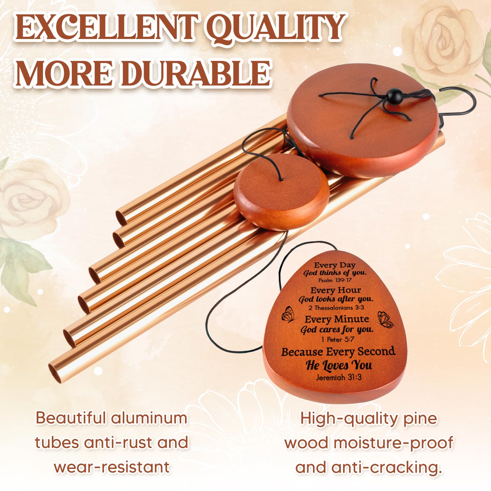 Damaigiift six-tube wind chimes with resonant, lasting tones.