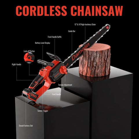 Damolin spare chains included for uninterrupted cutting jobs.