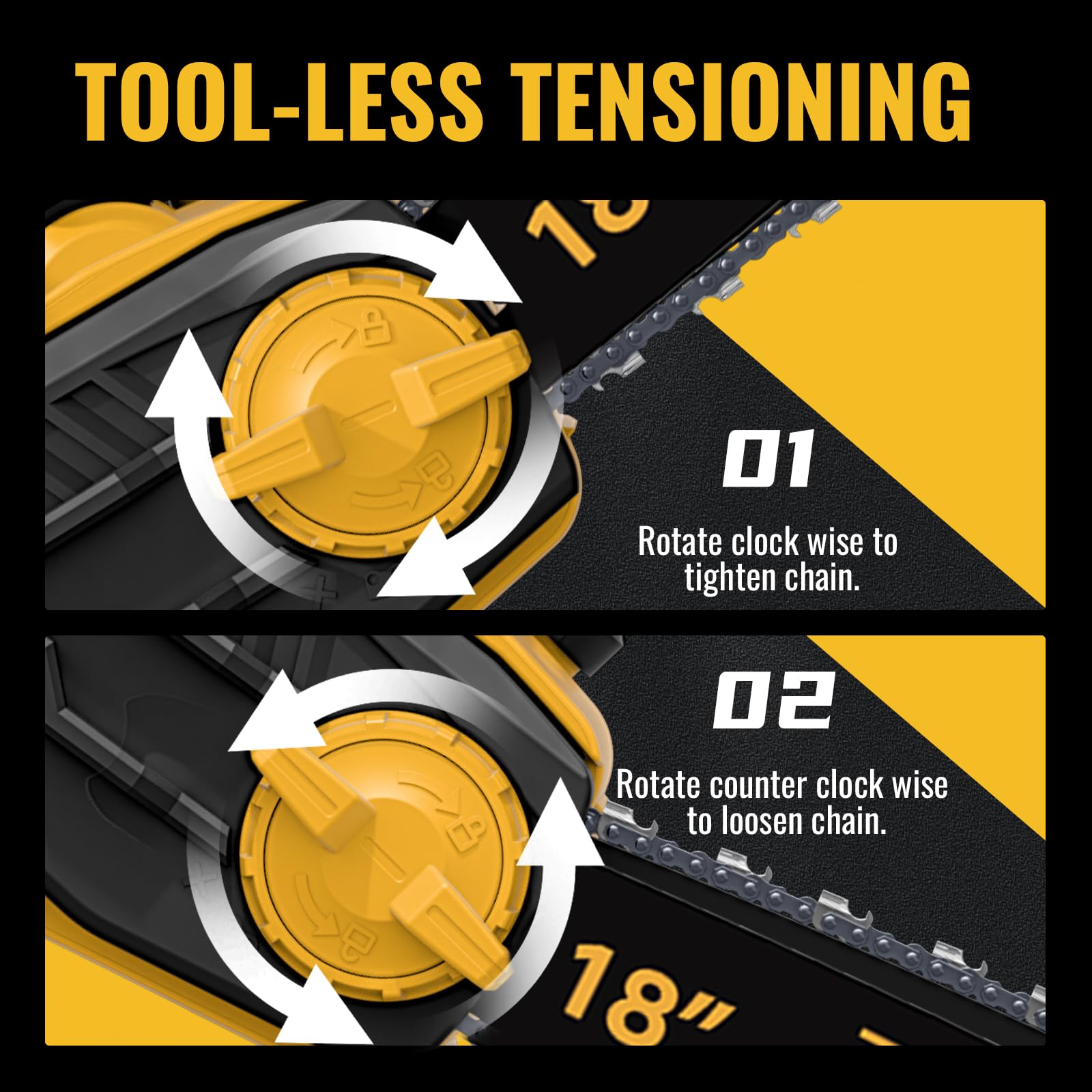 Damolin tool-free chain tensioner enables quick adjustments