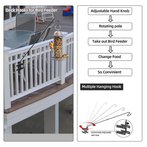 Damukoo adjustable-deck-plant-hanger extends reach for easy refills.