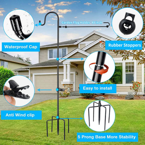 Damukoo five-prong base with extra-long prongs for improved ground stability.