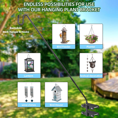 Damukoo bird-feeder-hanger-deck-outdoor keeps feeders neatly elevated.