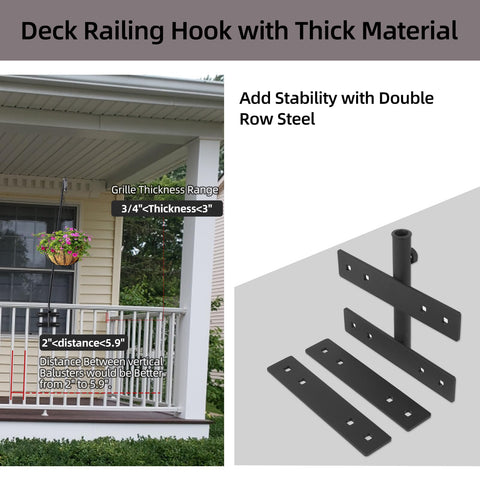 Damukoo deck-rail-hanger-double-clamps provides sturdy railing attachment for plants.