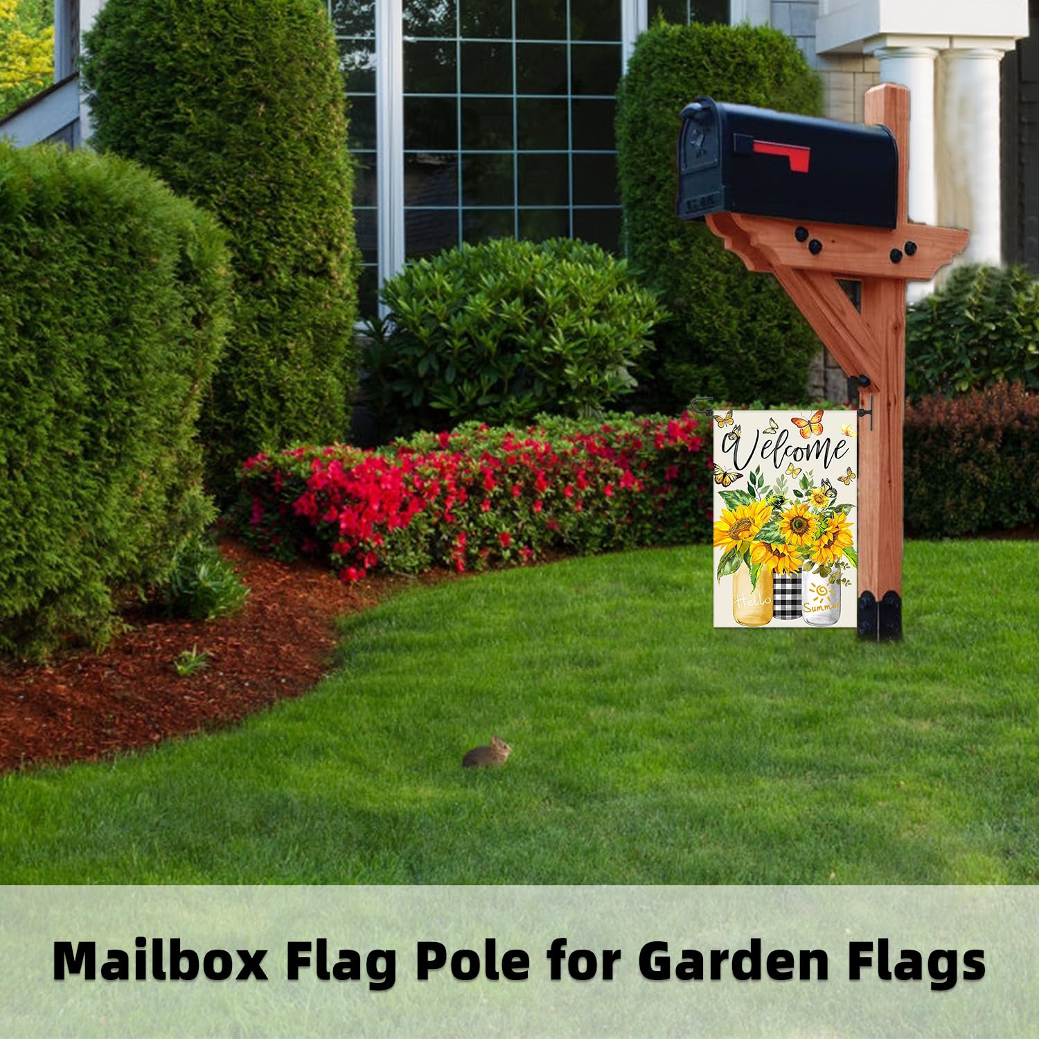 Damukoo metal yard flag hanger mini-flag supports small flags with easy swapping.