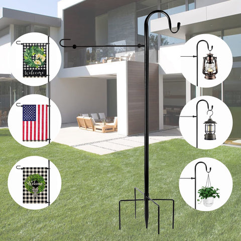 Damukoo shepherd hooks ready for versatile outdoor decor hanging.