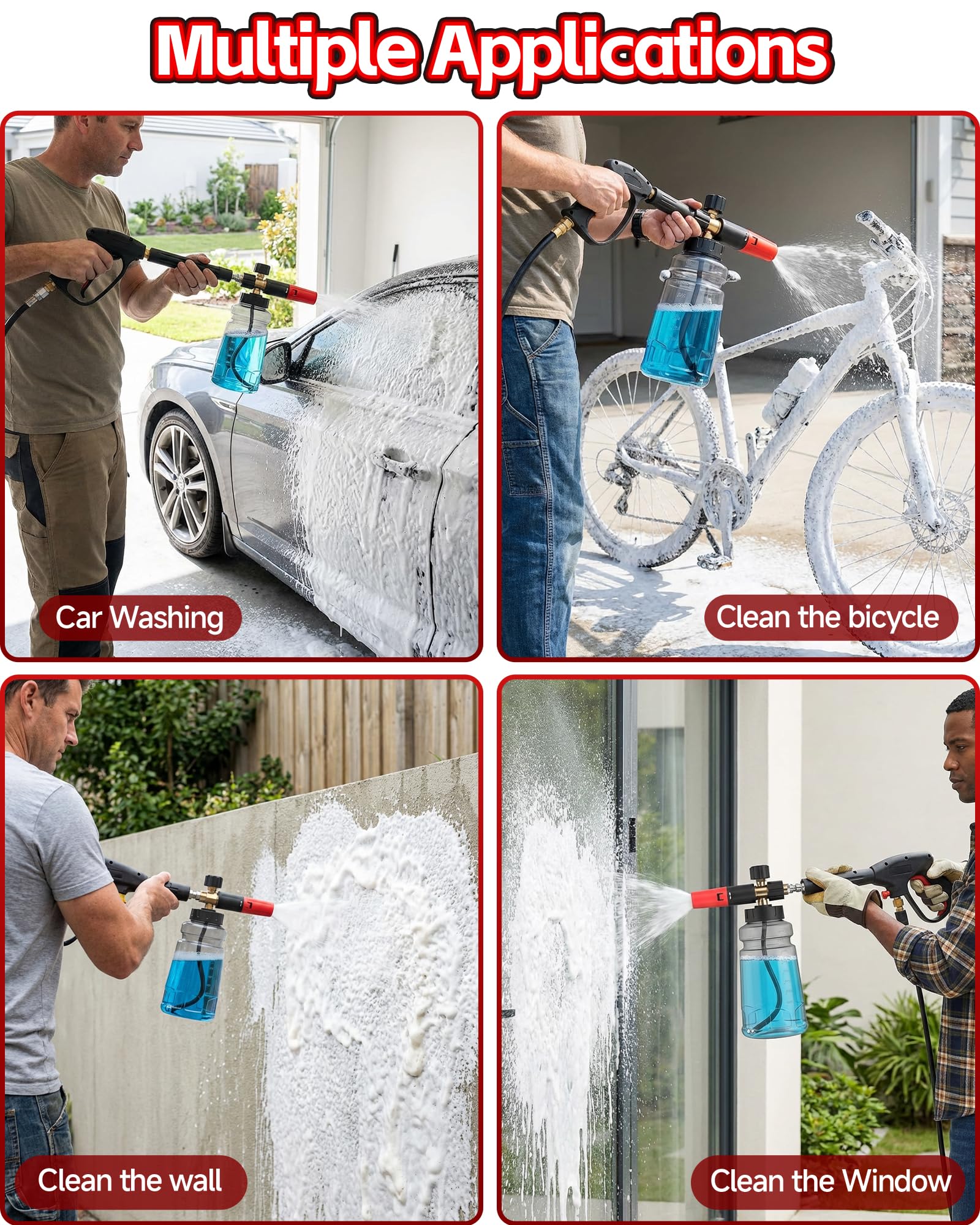 DANCINGBOAR foam cannon swivel nozzle with adjustable spray patterns