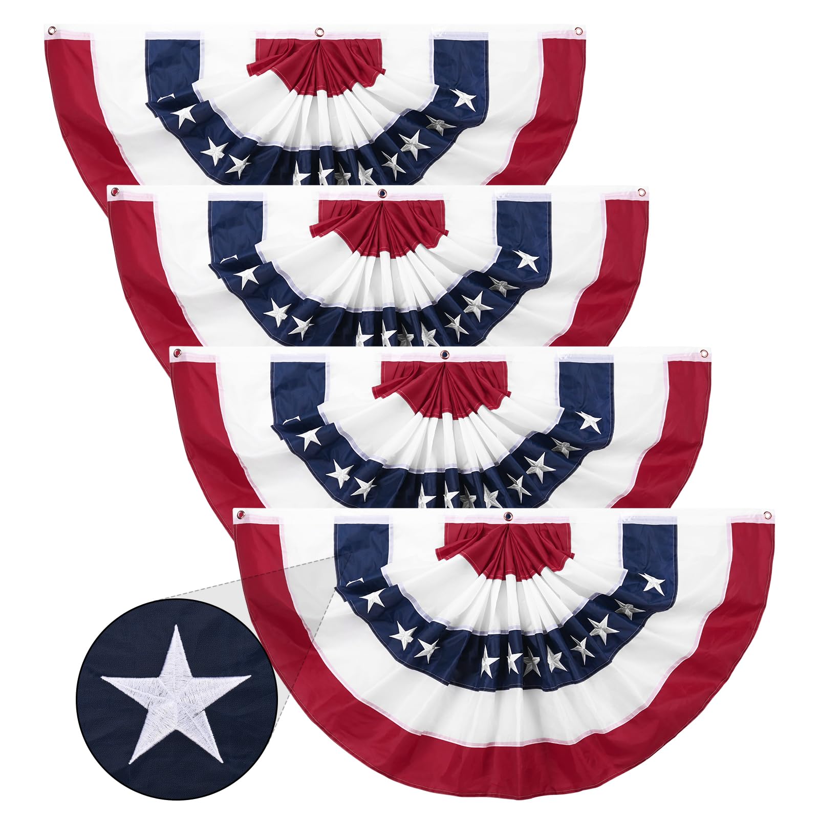DanCoom American flag bunting pleated 2x4ft for outdoor porch decor, durable
