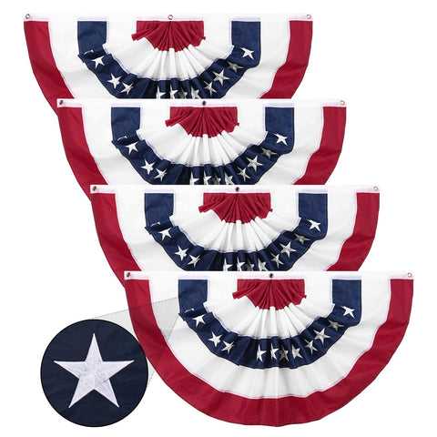 DanCoom American flag bunting pleated 2x4ft for outdoor porch decor, durable