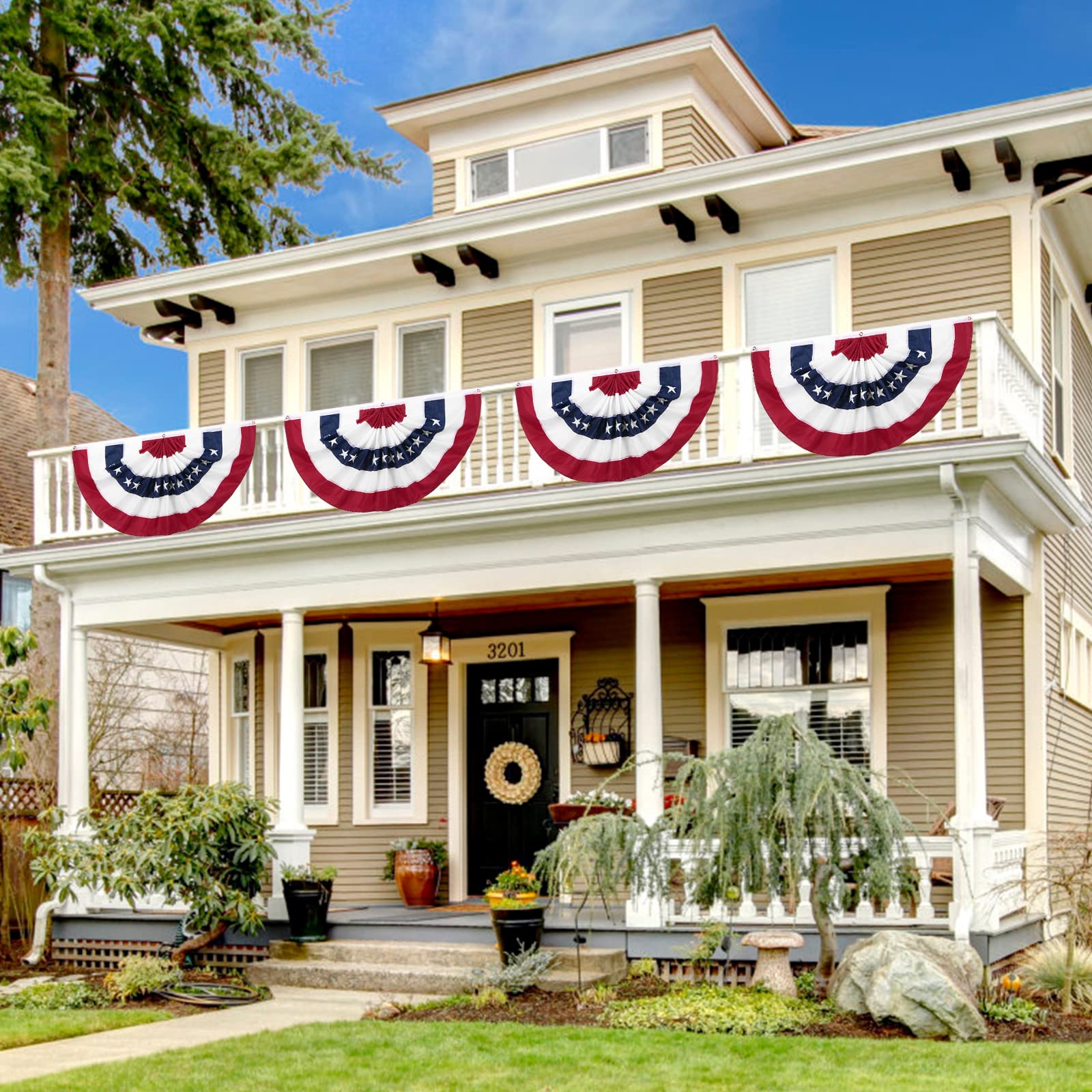 DanCoom four-flag pack ready for porch or yard display