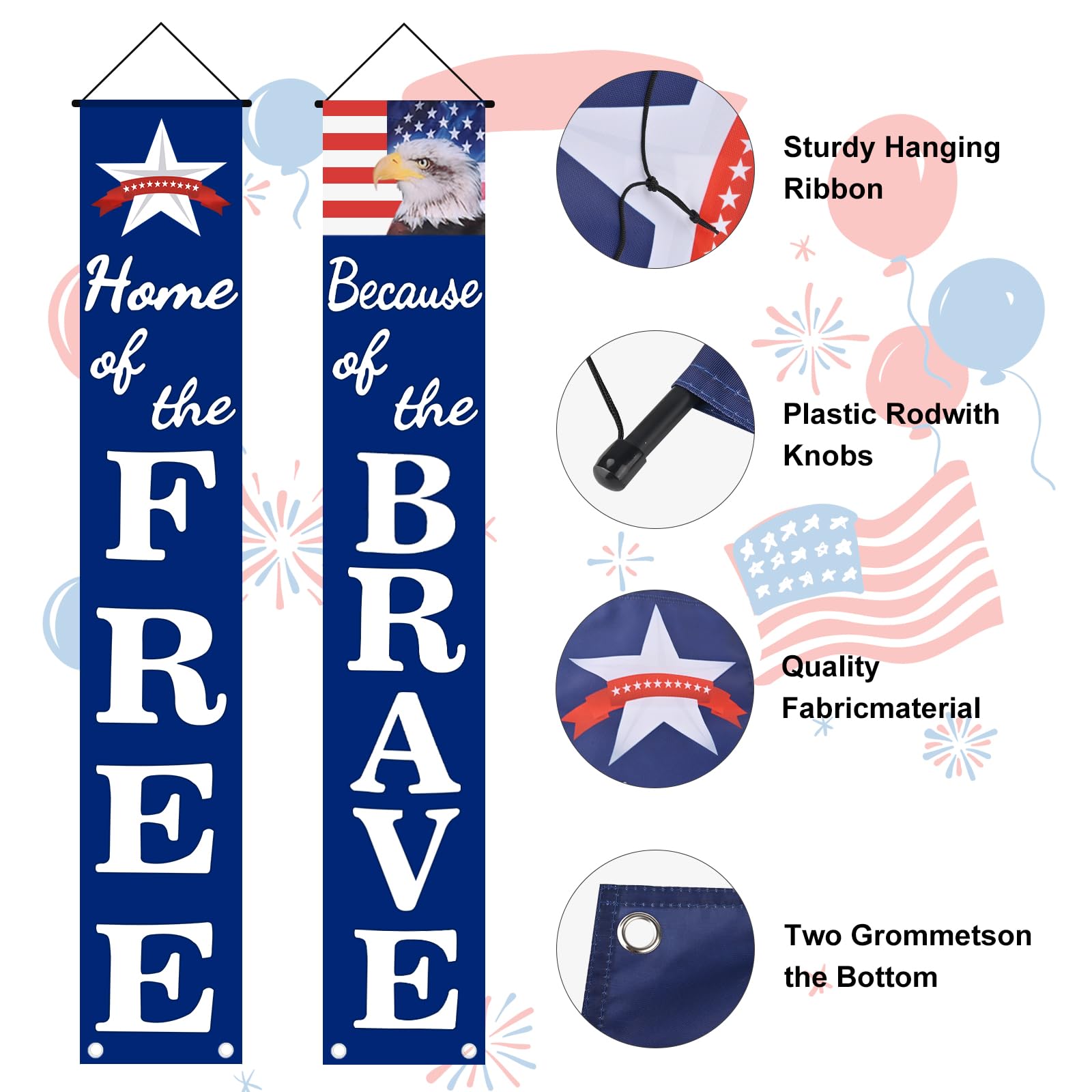 DanCoom indoor-outdoor patriotic banner versatile for walls or fences.