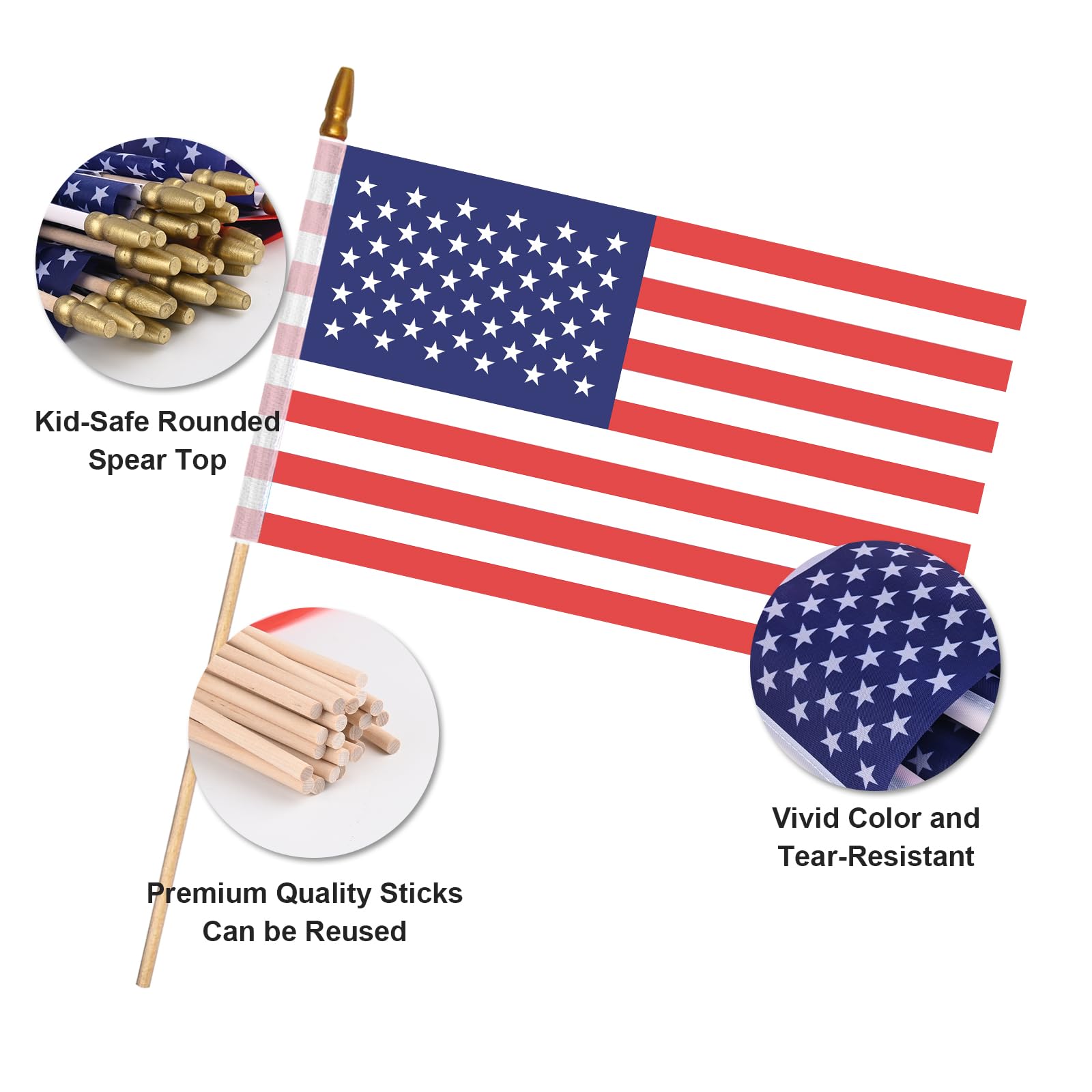 DanCoom mini USA flags outdoors with vivid color for outdoor decor.