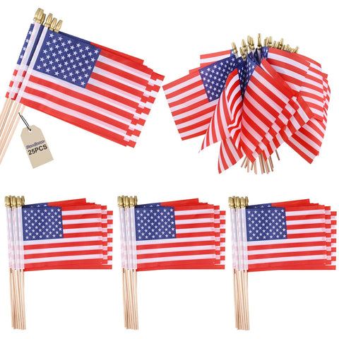 DanCoom small American flags on sticks for table or yard displays.