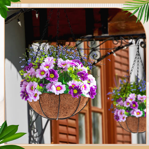 Dandat iron frame hanging basket, durable outdoor use for gardens and porches.