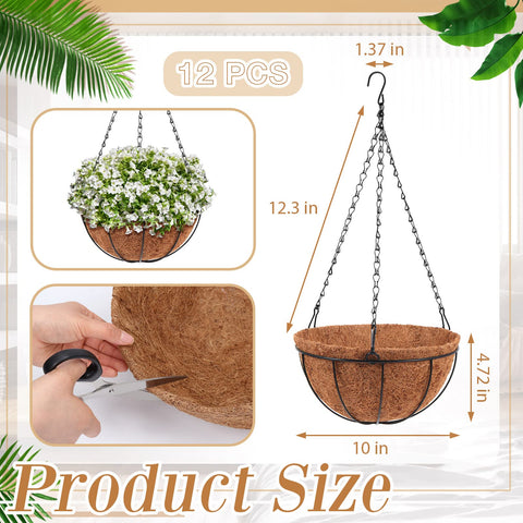 Dandat hanging basket with coconut liner close-up showing coir for root aeration.