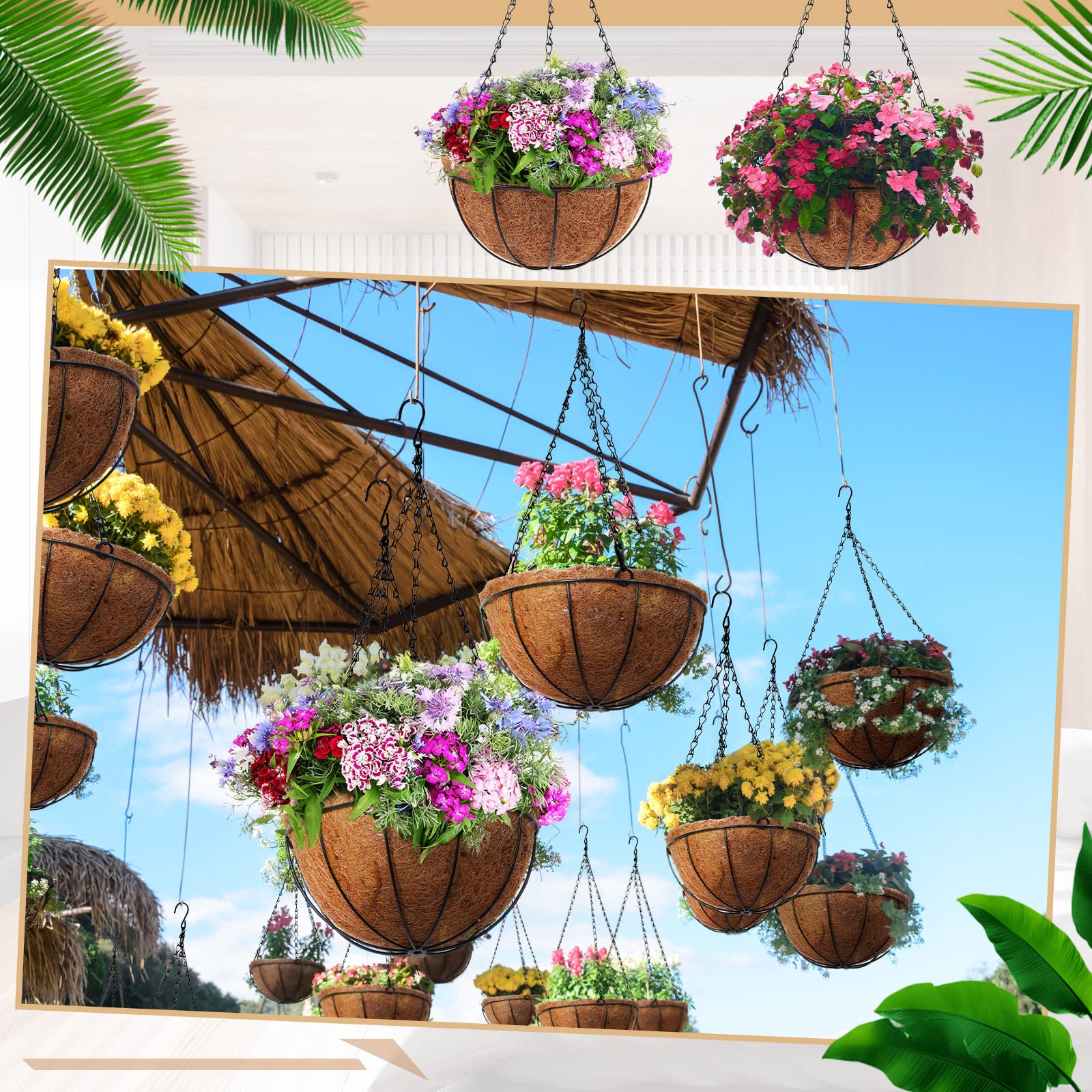 Dandat porch setup hanging basket, easy watering and decorative display.